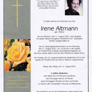 Altmann Irene Geb. Steiner
